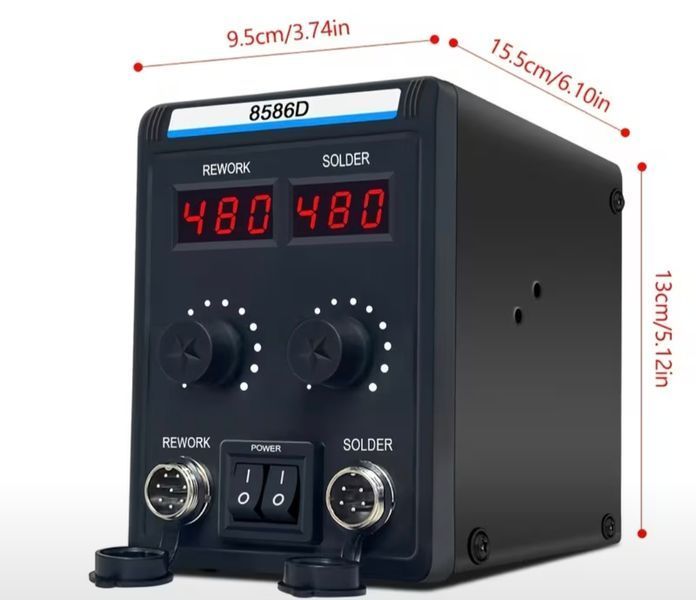 Паяльная станция 2 в 1 8586D с феном и паяльником, цифровая LED, 700 Вт, регулировка температуры 0644 фото